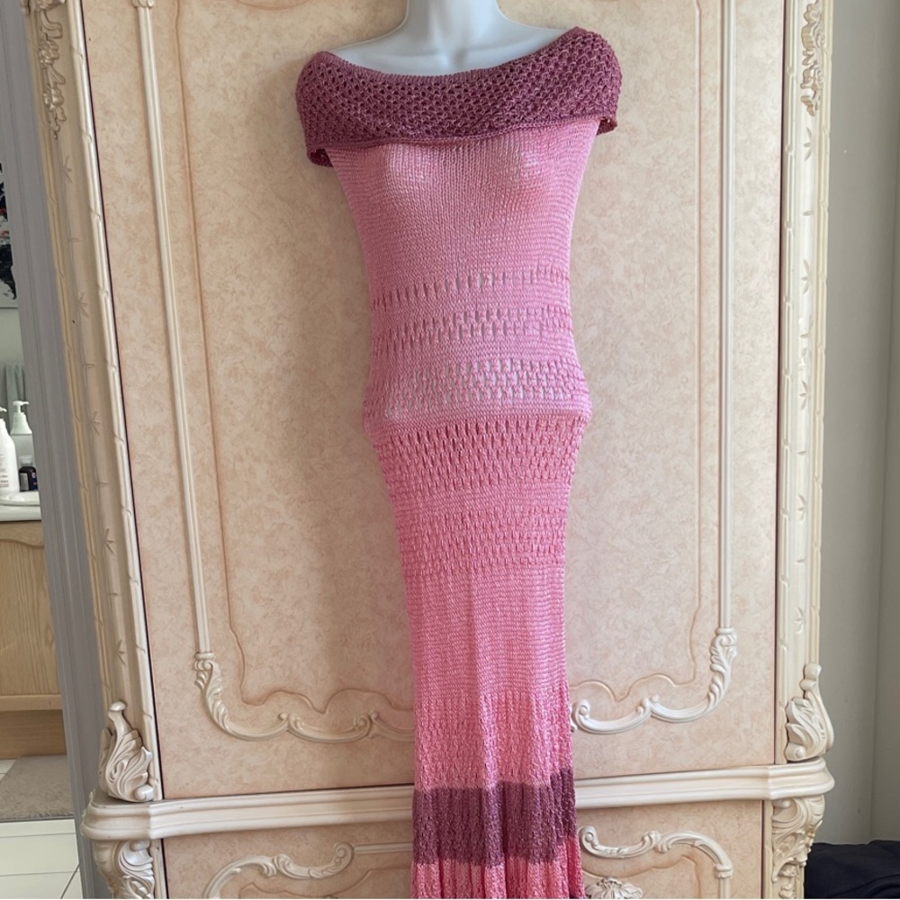 Handmade Pink Mesh Maxi Dress - Picture 3 of 12